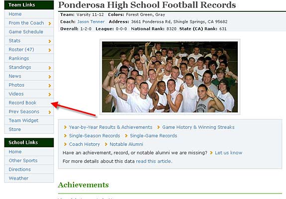 Find your team's records on the left side of each team page.
