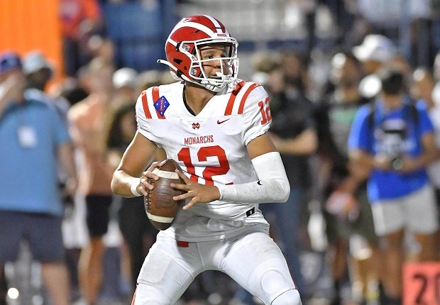 Quarterback Elijah Brown leads Mater Dei into one of the toughest football schedules into high school football next season. The Monarchs have games against Corona Centennial, Kahuku, St. Frances Academy and St. John Bosco. (Photo: Jules Karney)