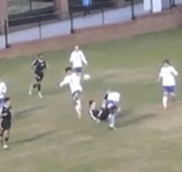 Video: Bicycle kick goal surprises goalie