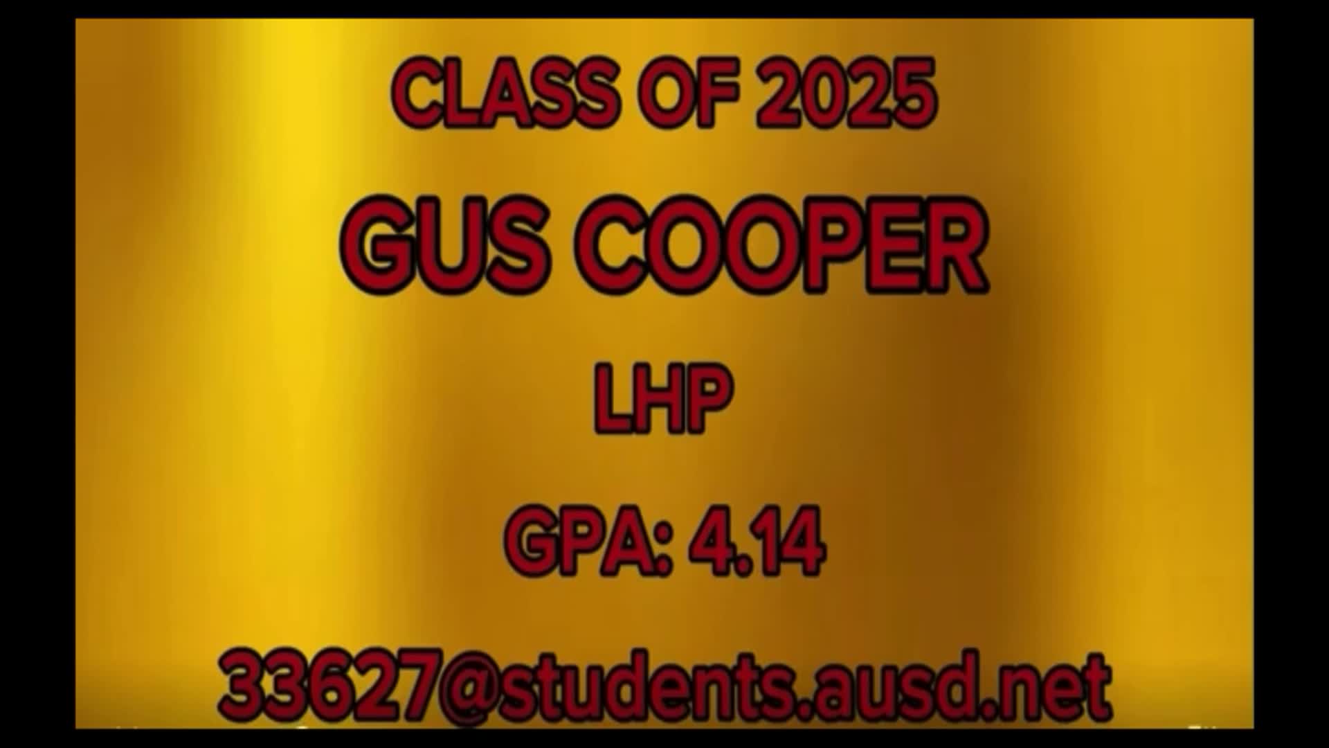 Gus Cooper Game Report: vs Aliso Niguel