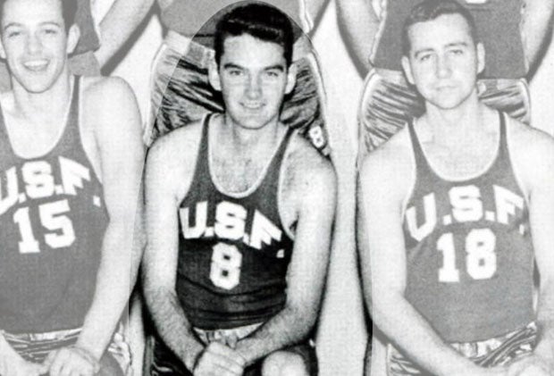 Bernie Schneider (middle) during his playing days at the University of San Francisco in 1957.