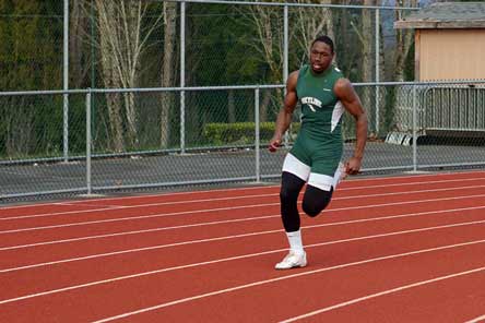 Kasen Williams also stars in running events, though running with a football seems to bring him the most notoriety.