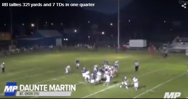 Pennsylvania running back Daunte Martin runs for 328 yards and seven touchdowns – in a single quarter
