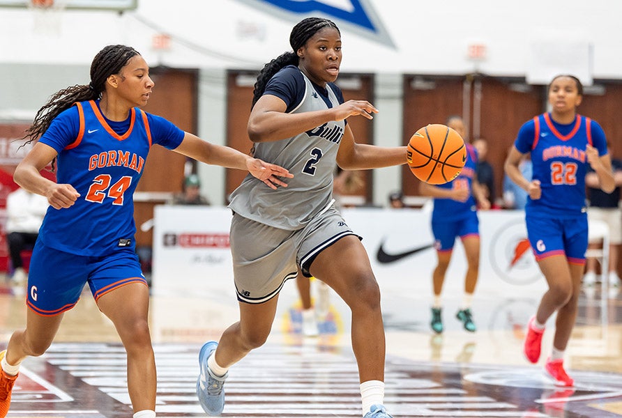 In action here at Chipotle Nationals last month, Ivanna Wilson-Manyacka is regarded by some scouting services as the No. 2 prospect in the Class of 2027. She holds offers from LSU, South Carolina and UConn among others. (PHOTO: Julie Brown)