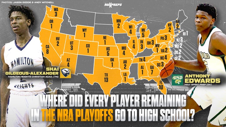 States with prep players in NBA playoffs