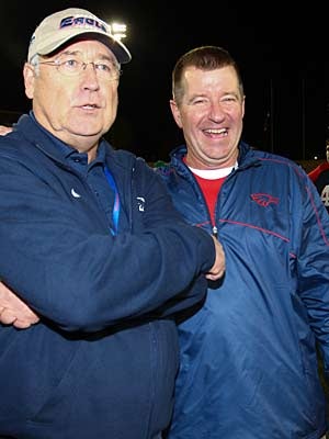 Westerberg (right) celebrates after the big semifinal
win against DeSoto.