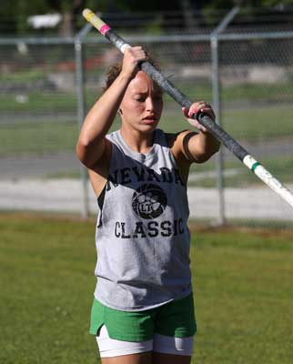 O'Dell prepares to pole vault during a recent practice atJunge Field.