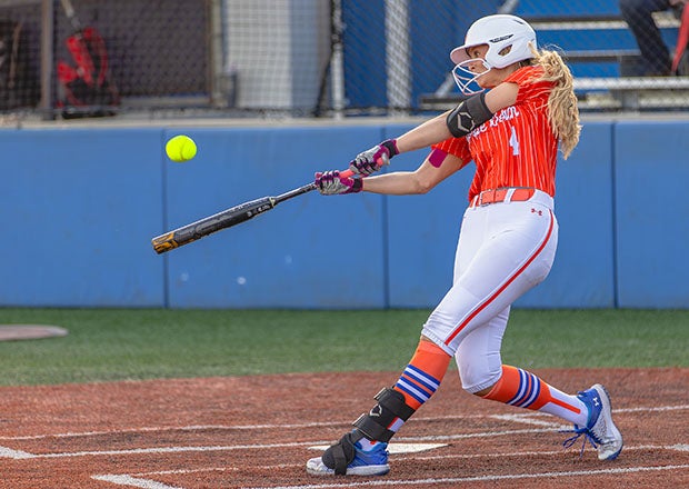 Daigle Wilson helped Orange Beach pile up 512 runs this spring, including a seven-game stretch in late March and early April where the Makos outscored opponents 104-8. (PHOTO: Holly Mapel)