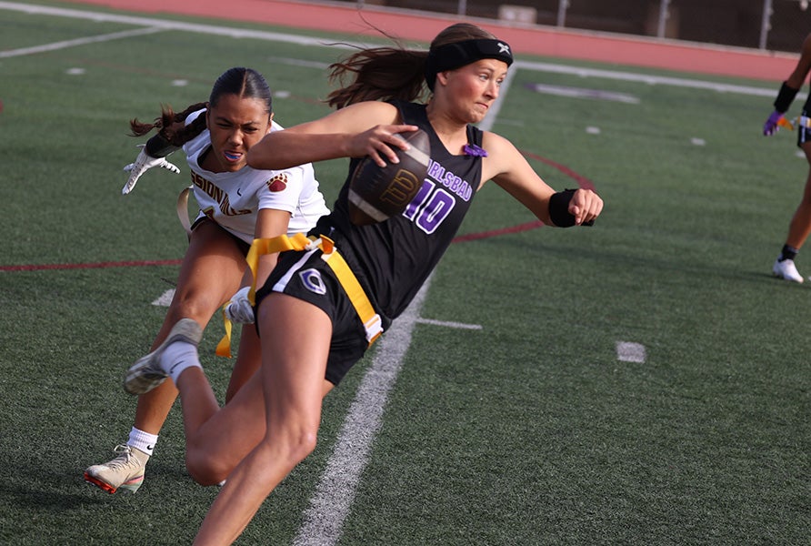 Junior quarterback Courtney Clemons threw for more than 4,700 yards last year and returns to run the offense for Carlsbad, which will compete at the inaugural MaxPreps Flag Football Showdown. (PHOTO: Mark Leingang)