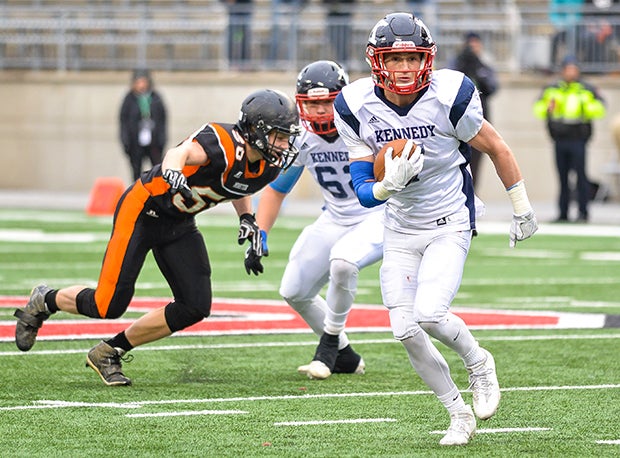 Warren JFK senior Evan Boyd set D-VII finals records for rushing yards (166) and carries (36). 