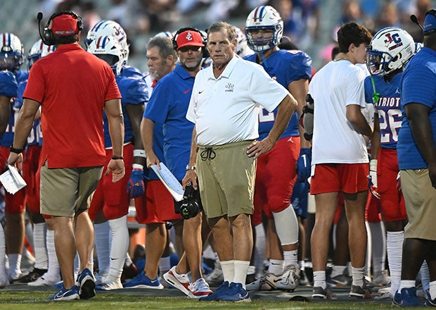 J.T. Curtis patrols the sideline in September during a 55-21 over Santaluces. (Photo: Parker Waters)