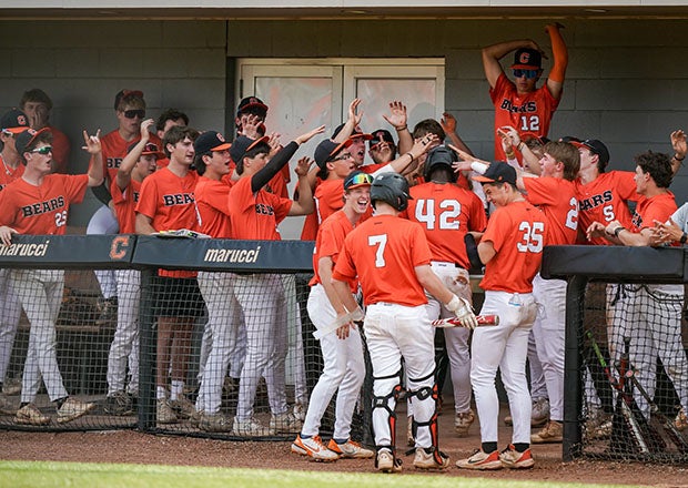 Shown here celebrating during a win over Pineville in April, the good times continued for Catholic of Baton Rouge over the weekend as it won a state title in Louisiana. The Bears could become the second Bayou State team to be crowned national champion by MaxPreps, joining Barbe. (Photo: Josh Ankeny)