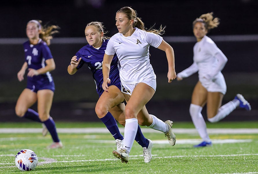 Madison McKeon delivered 35 goals and 14 assists this season for St. Thomas Aquinas, helping the Raiders win their 17th girls soccer state championship in Florida. (FILE PHOTO: Jeff Klein)