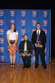 Emily Newton, Bradley Greeson andCraig Mitchell, from left to right, earnedNCHSAA Courage Awards afterovercoming significant obstacles.
