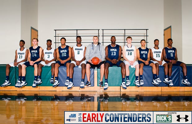 Head coach Brandon Clifford (middle) and his 2015-16 High Point Christian Academy players
