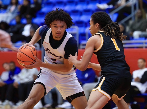 Brayden Burries led the charge for No. 4 Roosevelt's 56-55 overtime win over No. 3 St. John Bosco on Monday to win the Classic at Damien title. Burries scored a game-high 24 points and took a key charge late to help the Mustangs hold on. (Photo: Jay Hinton)