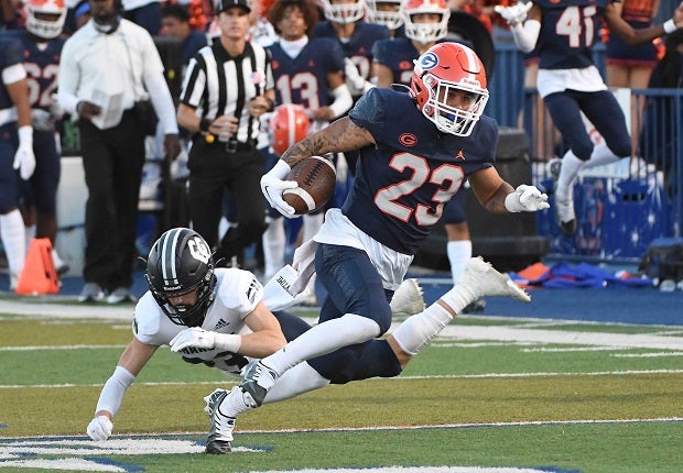 Trech Kekahuna, seen earlier this season against Corner Canyon, caught three TD passes from Micah Alejado as Bishop Gorman downed Hamilton on Friday.