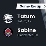 Football Game Recap: Sabine Cardinals vs. Tatum Eagles