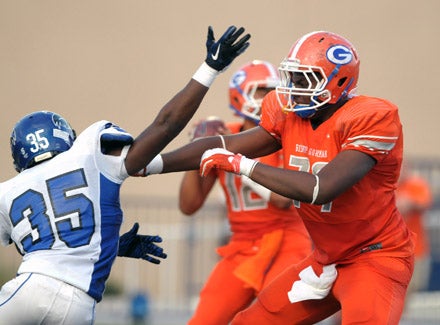 Gorman tackle Ronnie Stanley (79) protected quarterback Jarrett Solomon expertly all night, especially during his team's fourth-quarter rally.
