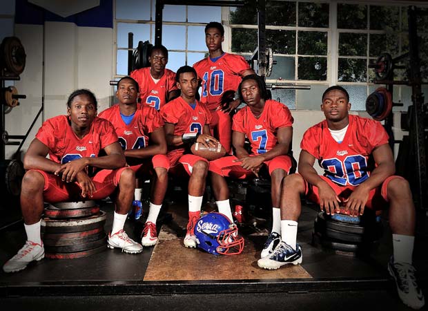 Serra has several talented and skilled players on its roster, including (front row left to right) Adoree' Jackson, Olajuwon Tucke, Jalen Greene, Dwight Williams, Malik Roberson; (back row left to right) Glen Ihenacho and John Houston.