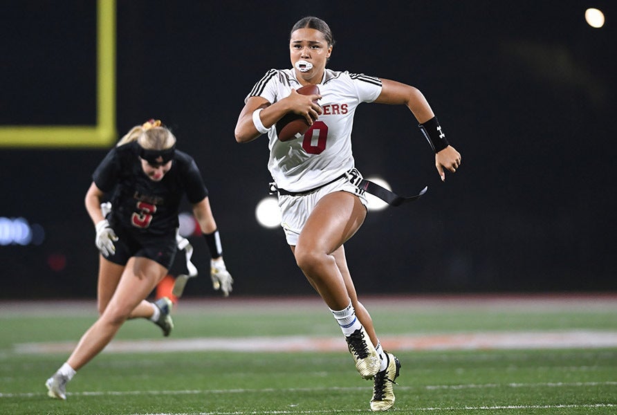 One of the top flag football players in the country, Makena Cook is transferring from Orange Lutheran to be a part of the inaugural girls flag football team at Sierra Canyon for her senior year. (PHOTO: Marc Gewertz)