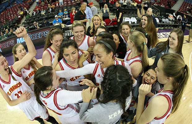 St. Francis celebrates after hard-earned win over Castro Valley.