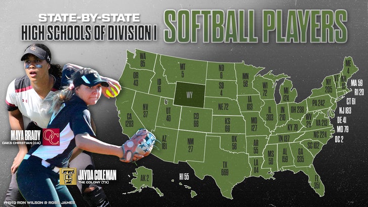 MAP: College softball players by state