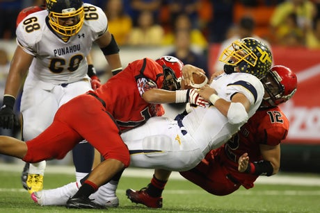 The Kahuku defense was at its best, particularly while streaking to a 21-0 halftime lead en route to its second straight and seventh overall Hawaii Division I football title Friday night.
