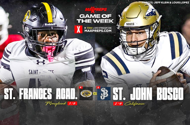 High school football top 25 rankings: No. 2 St. John Bosco vs. No. 4 St. Frances Academy in MaxPreps Game of the Week, how to watch