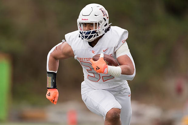 J.T. Tuimoloau in action during Eastside Catholic's spring season.
