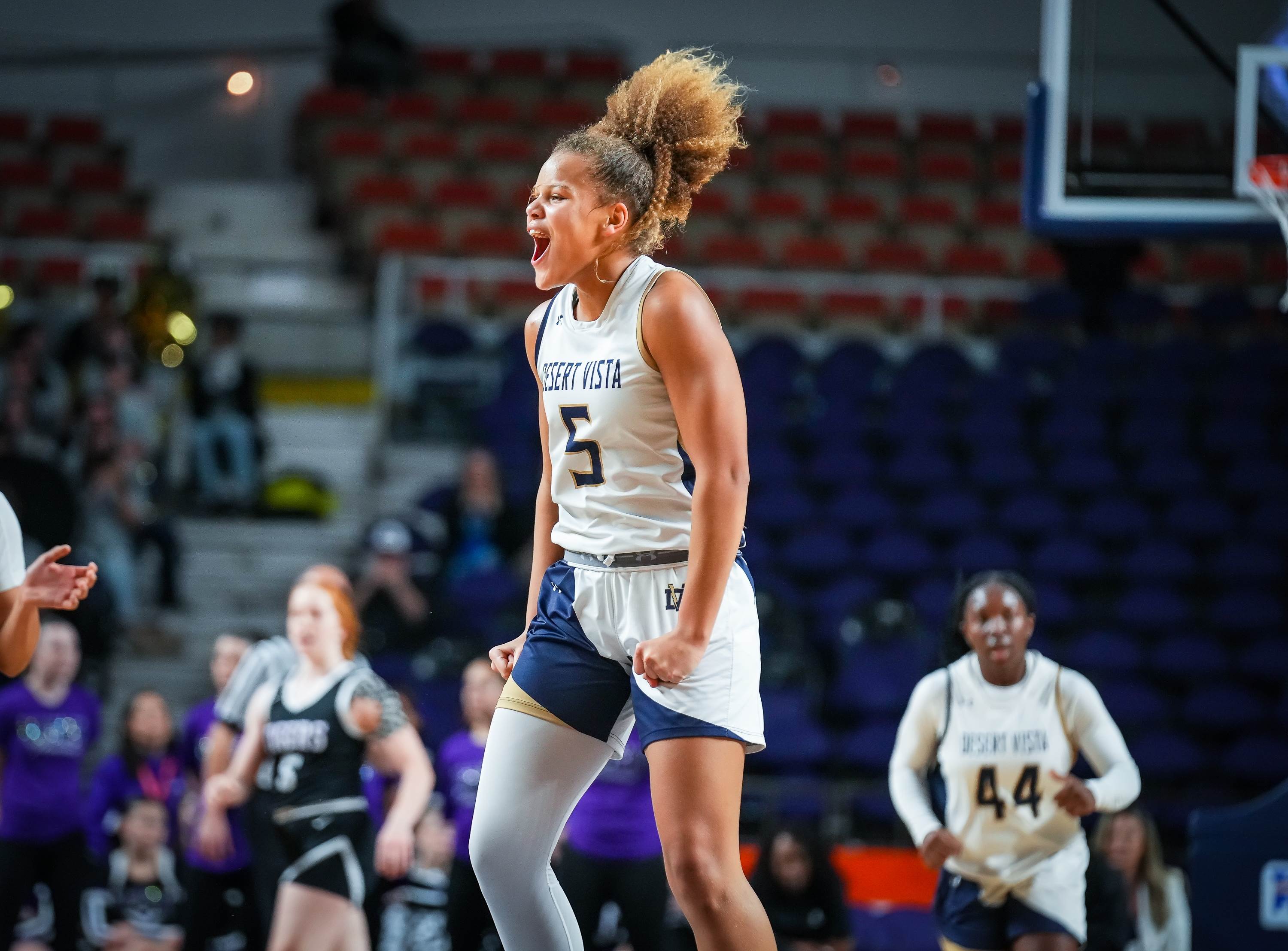 Jerzy Robinson of Desert Vista is one of 24 MaxPreps All-Americans invited to the USA Basketball U16 training camp. She headlines the 55-girl field along with MaxPreps Co-Freshman of the Year McKenna Woliczko of Archbishop Mitty. (Photo: Steven Davis)