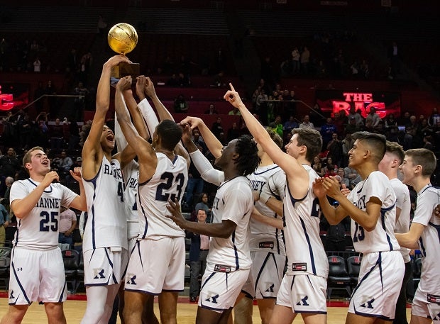 Ranney players hoist the trophy after winning the New Jersey Tournament of Champions.