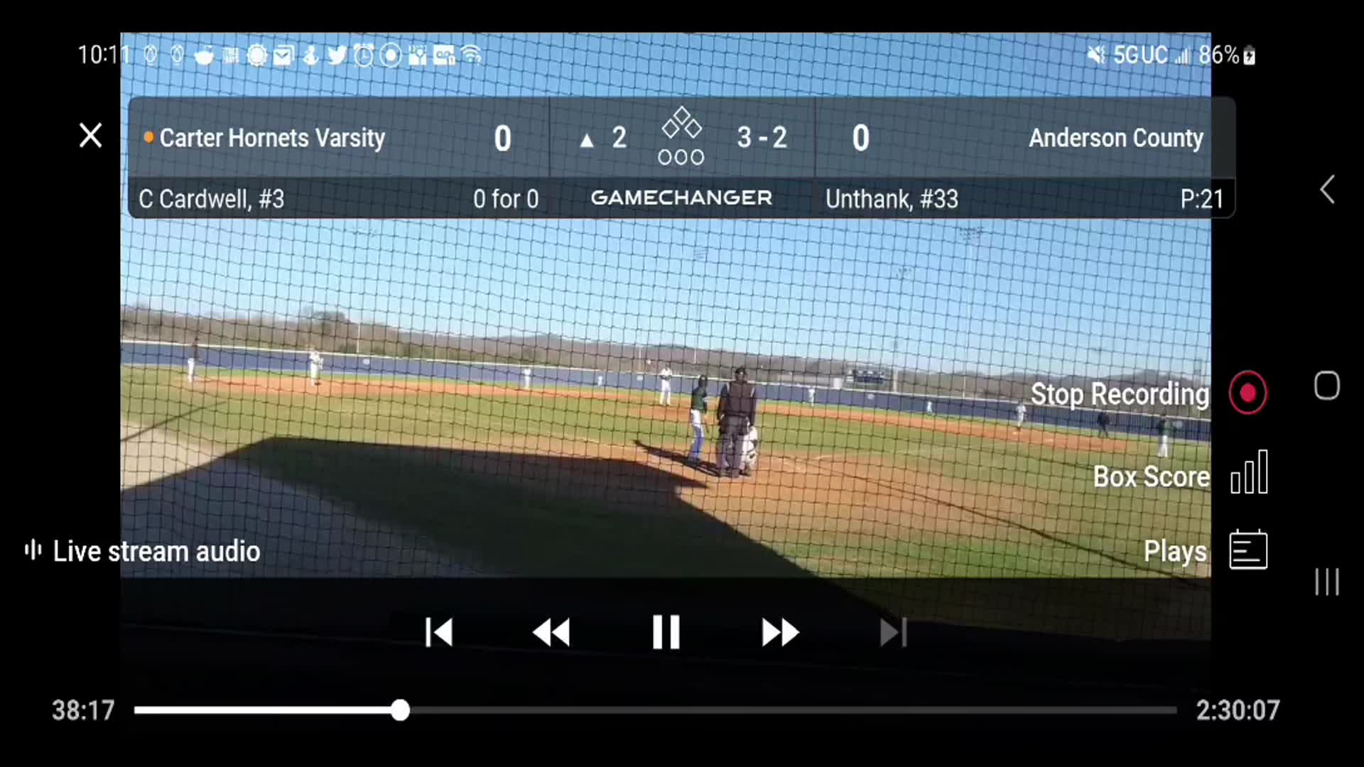 Baseball Recap: Carter Comes Up Short