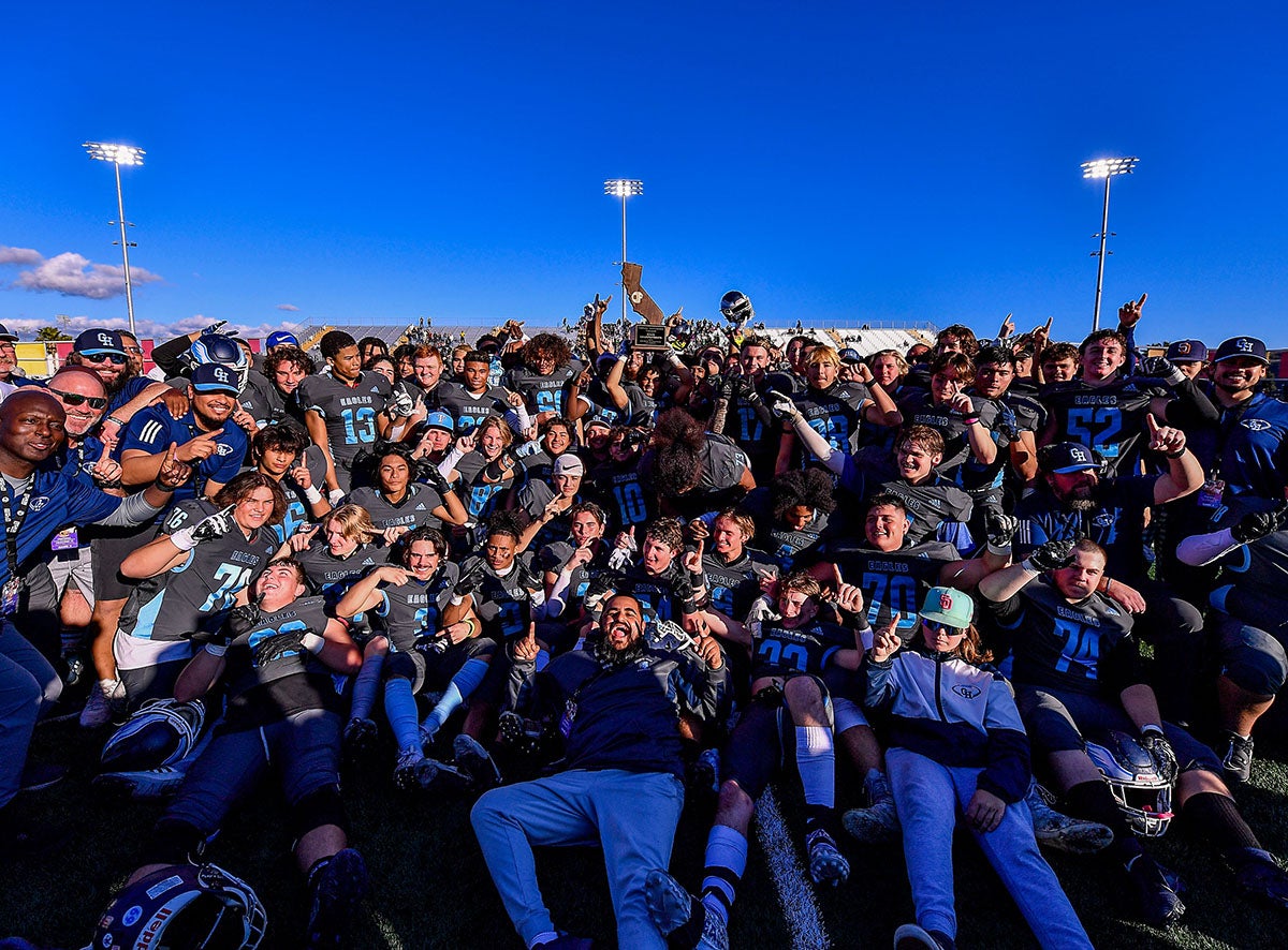 Granite Hills celebrates after its win over San Ramon Valley in the CIF Division 2-A finals Saturday at Saddleback College in Mission Viejo. (Photo: Louis Lopez)