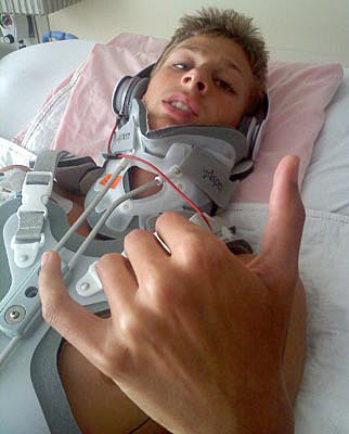 Zach Pickett on his sixth day in the hospital.