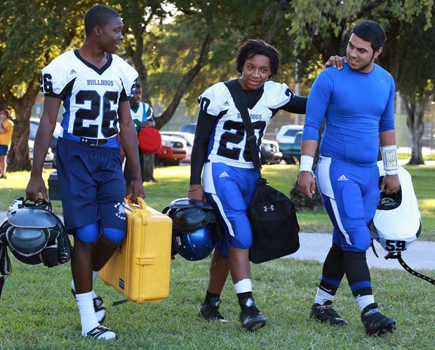 Pollard walks with teammates while preparing for Saturday night's game.
