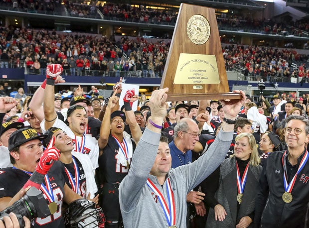 Lake Travis moved up four spots to No. 8 in the Composite football Top 25 rankings after a 41-13 win over The Woodlands in the UIL 6A-DI championship.