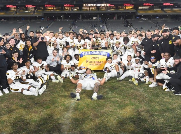 Saguaro celebrates its AIA Open Division state championship last season after defeating five-time defending state champions Chandler.
