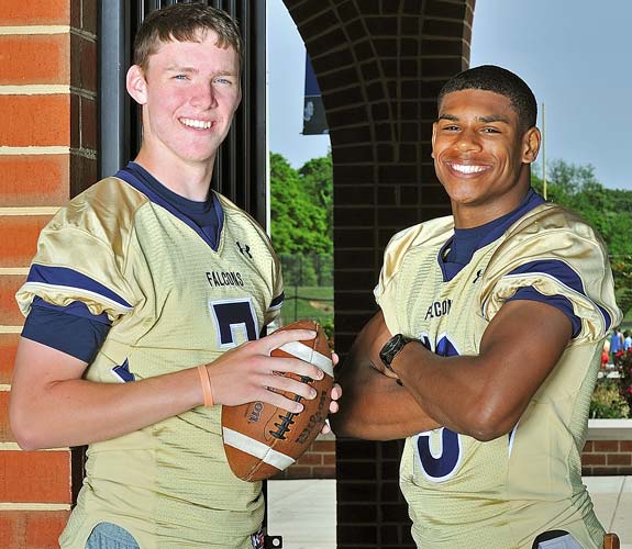 Brendan Marshall (left) will look to complete his passes to Andre Levrone and other talented receivers this season.