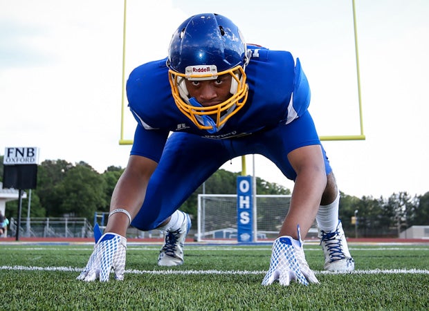 Oxford defensive lineman Korbin Harmon