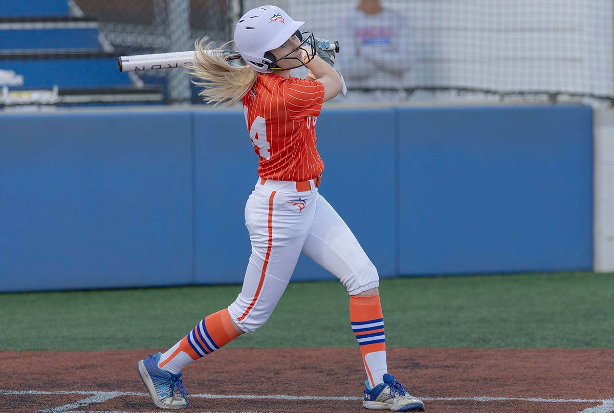 Senior Katie King is batting .481 for No. 1 Orange Beach (19-0). The Arkansas signee has nine multi-hit games this season and five home runs. (PHOTO: Holly Mapel)