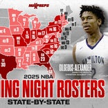 Which states have the most former players on NBA opening night rosters?