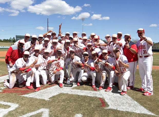 Orange Lutheran celebrates its championship at the National High School Invitational.