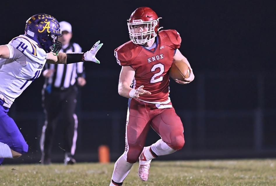 Myles McLaughlin of tiny Knox, Ind., became a national story in the fall as he put up monster yardage totals and led his team on a deep playoff run. (PHOTO: Dean Reid)
