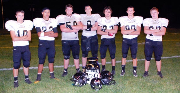 Winchester seniors (L-R): Tristen Henchon, Trae Kelly, Kiernan Campbell, Dustyn Hangen, Jacob Reynolds, Kolt Halcomb and Austin Myers.
