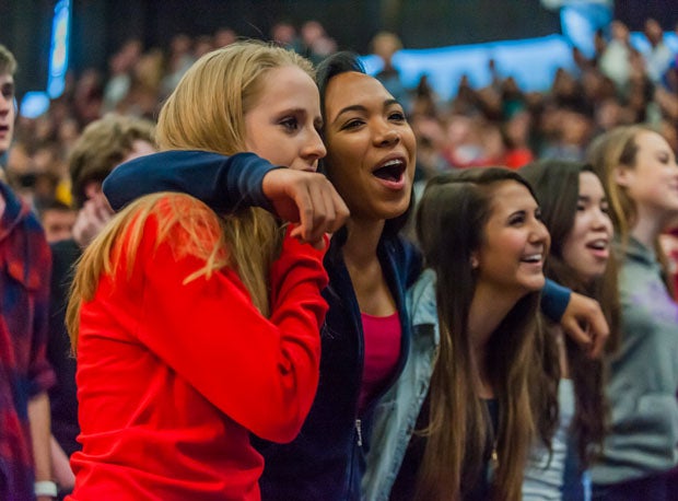 The Mitty student body sang a moving rendition of "I Lived," which was played by school band "Exodus."