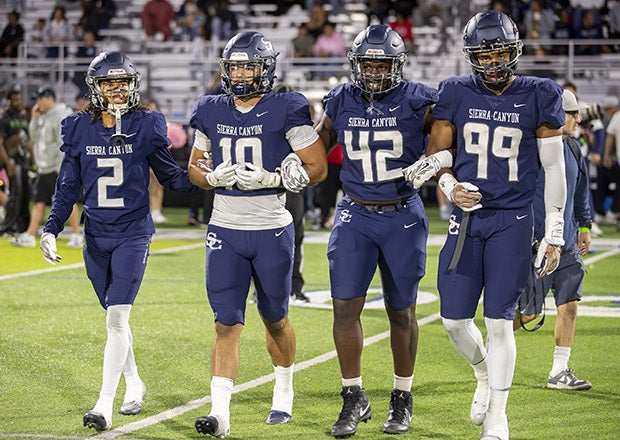 No. 7 Sierra Canyon looks to stay unbeaten Friday night against No. 12 Santa Margarita in the quarterfinal round of California's Southern Section Division 1 playoffs. The Trailblazers have won all 10 games by 30 points or more this season. (PHOTO: Kevin Ballton)