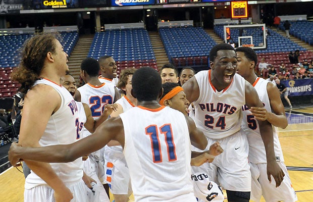 St. Joseph celebrates its fifth state title with an emotional and convincing 57-32 win over Renaissance Academy.