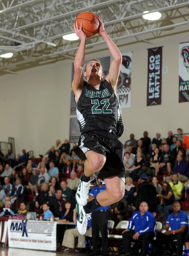 Connor Willgress glides in for two of his eight points, helping Jackson (Wash.) to a 54-45 win over Capital Christian in the Invitational Division title game.