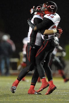 Centennial celebrated a tight victory lastweek over Vista Murrieta.